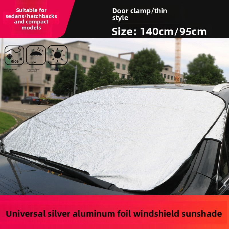 Car sunshade and snow protection front windshield
