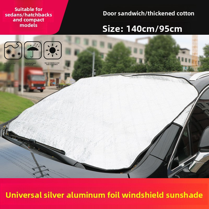Car sunshade and snow protection front windshield