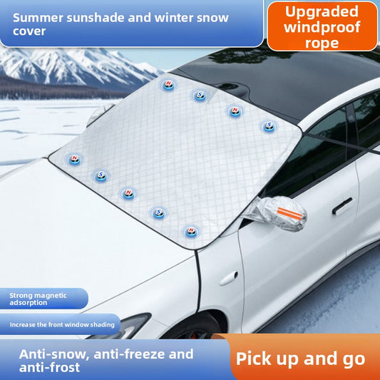 Car sunshade and snow protection front windshield