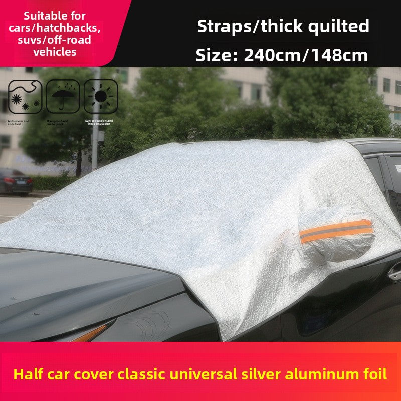 Car sunshade and snow protection front windshield